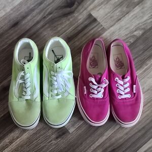 Vans Lime Green and Magenta Sneakers